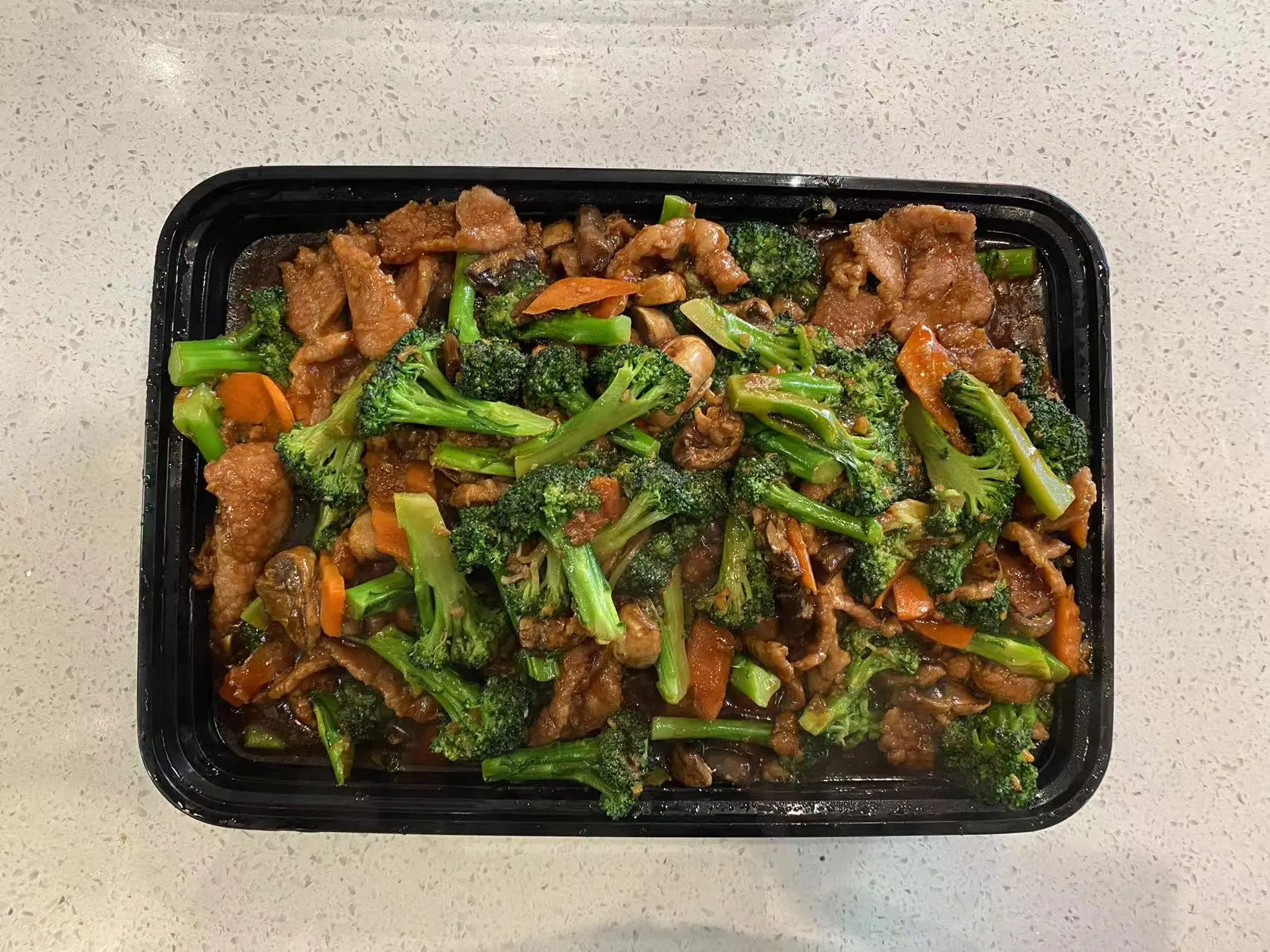 Beef and broccoli stir-fry in brown sauce at Papa Chen, a Chinese Restaurant in Brentwood